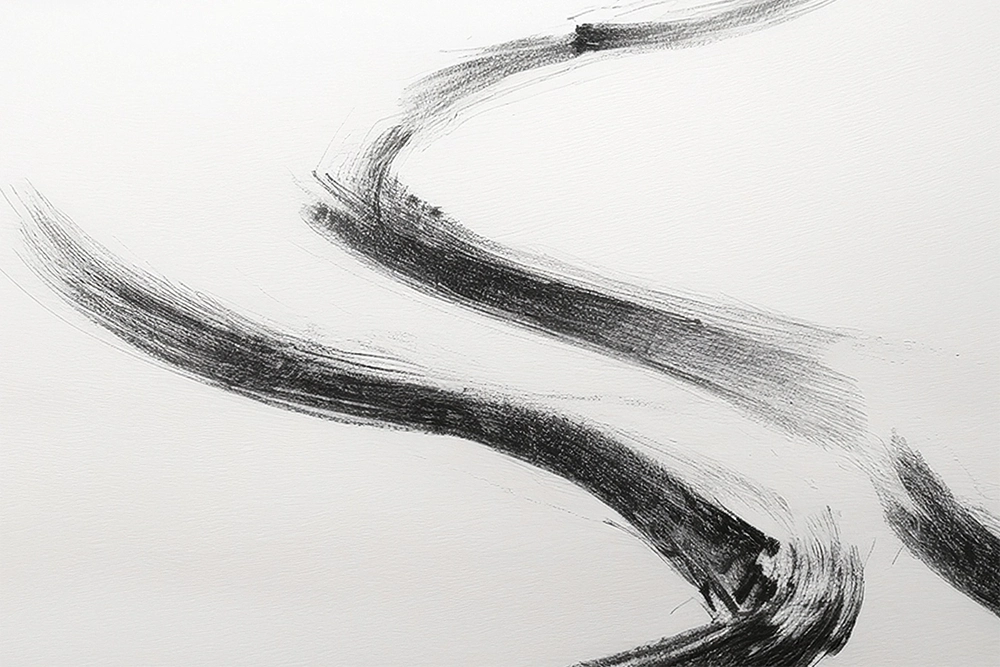 Kalligraphische Spur im Schnee (created with AI) Kalligraphische Spur im Schnee (created with AI)